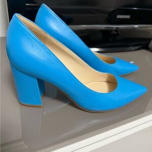 Nine West Blue Women's Block Heel Pumps